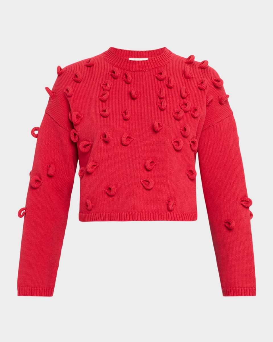 Loop-Embellished Crewneck Sweater